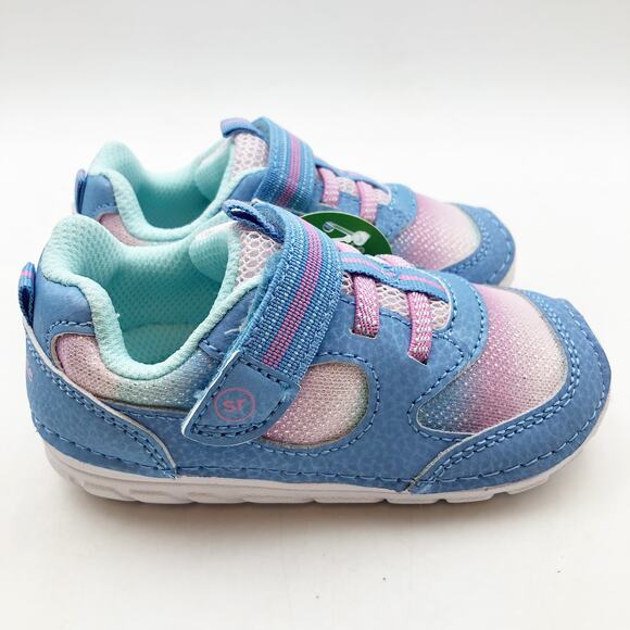 Stride Rite SM Turbo Girls Sneaker Size 5.5 Blue Pink White Kids Shoe NIB - Picture 3 of 11